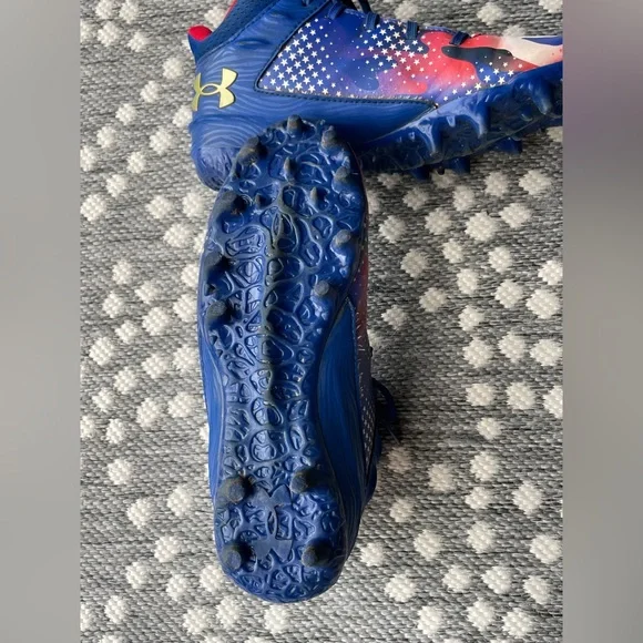 Under Armour Cleats Boys 5 Red White Blue 5Y UA spotlight USA football shoes - Picture 8 of 16